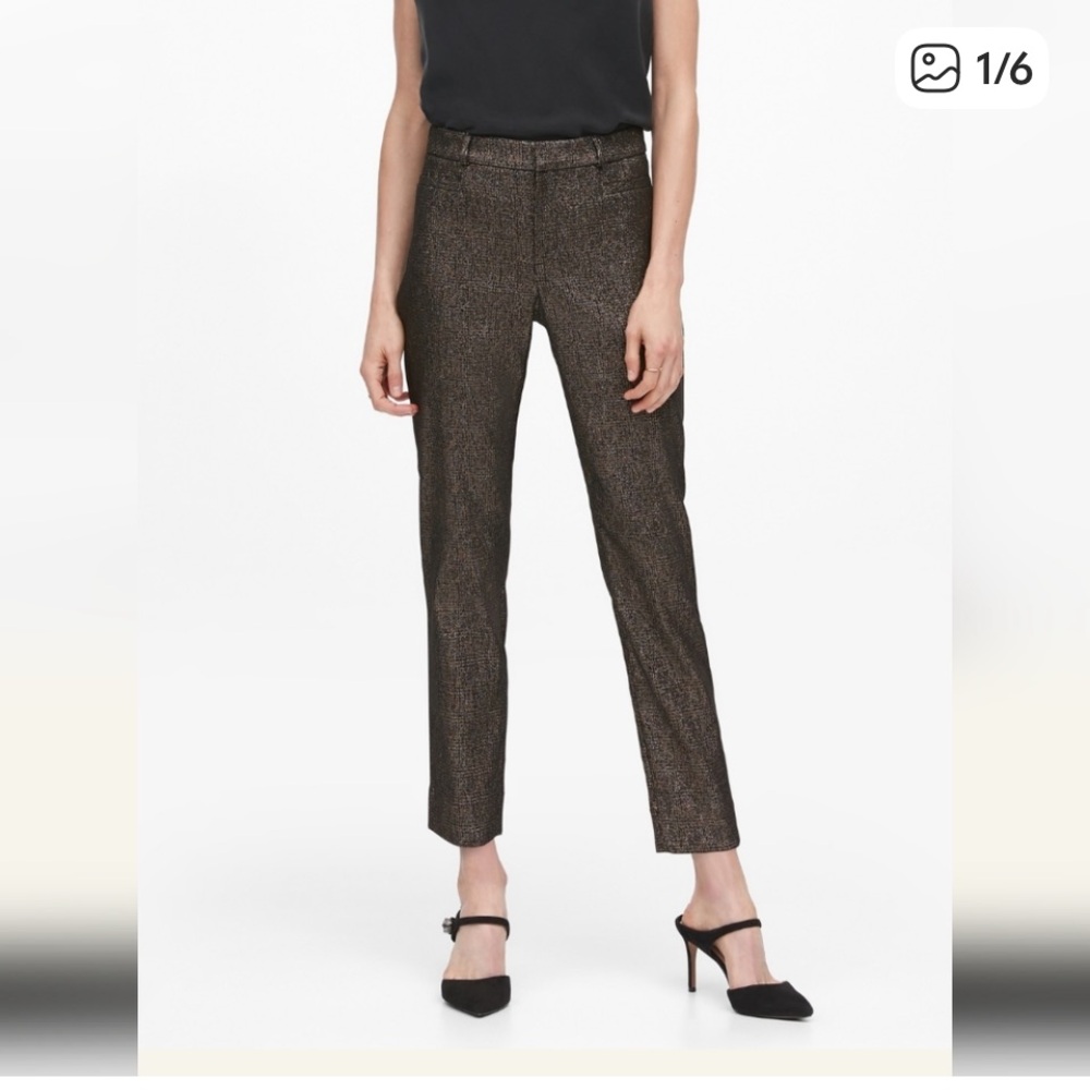 Banana Republic MODERN SLOAN SKINNY-FIT METALLIC PLAID PANT